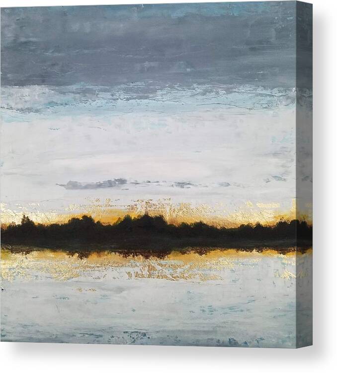  Canvas Print featuring the painting Gold Horizon Reflected by Caroline Philp
