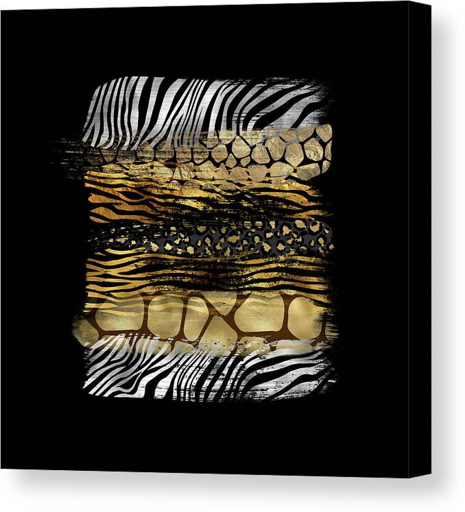Gold Canvas Print featuring the photograph Gold Safari Animals Horizontal Paint by Carrie Ann Grippo-Pike