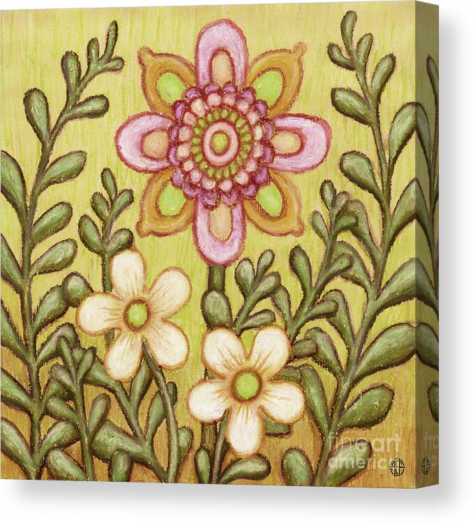 Flower Canvas Print featuring the painting Golden Botanicals. Wildflora by Amy E Fraser