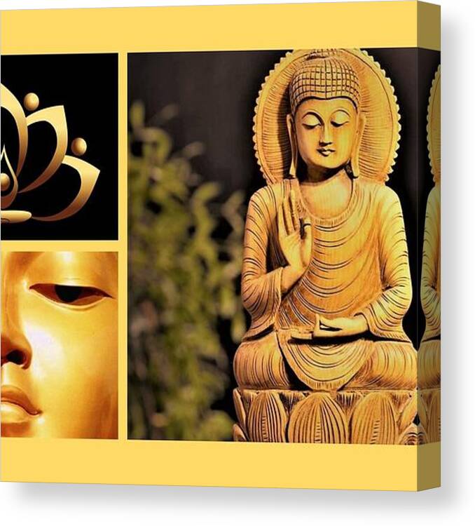 Buddha Canvas Print featuring the photograph Golden Buddhas by Nancy Ayanna Wyatt