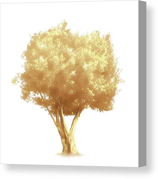 Tree Canvas Print featuring the digital art Golden Tree Design 175 by Lucie Dumas