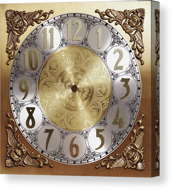 Grandfather Clock Face Clockface Canvas Print featuring the photograph Grandfather Clock by Henry Butz