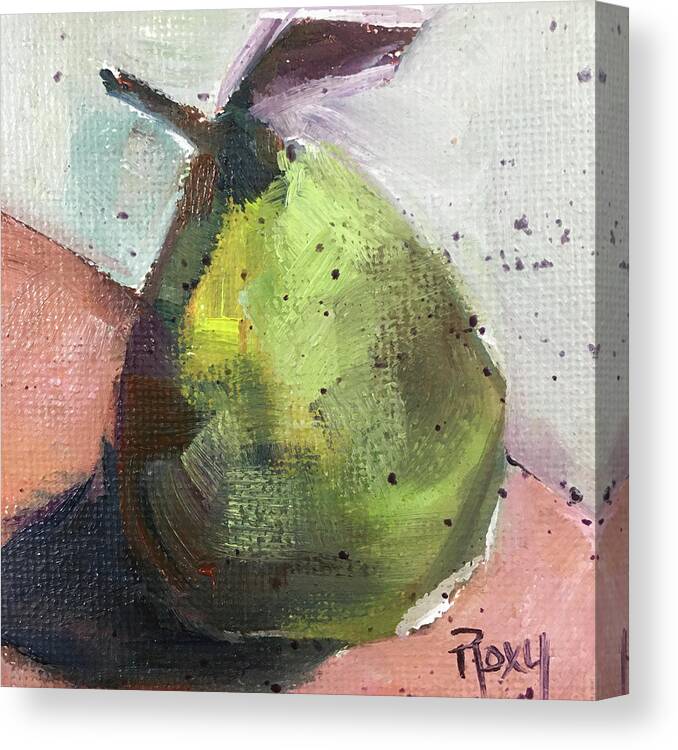 Pear Canvas Print featuring the painting Green Pear by Roxy Rich