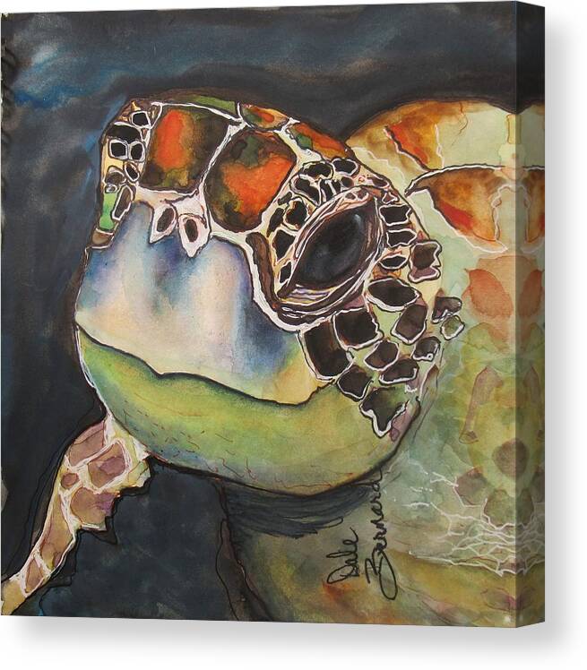 Turtle Canvas Print featuring the painting Green Sea Turtle by Dale Bernard