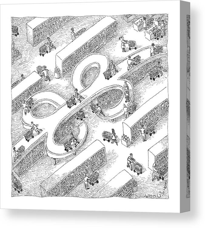 Captionless Canvas Print featuring the drawing Grocery Cloverleaf by John O'Brien
