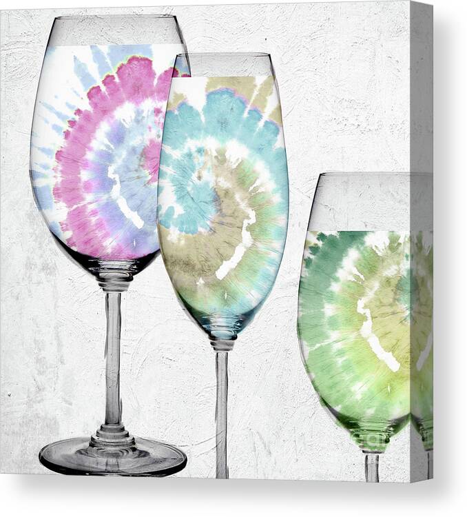 Tie Dye Canvas Print featuring the painting Groovy Glasses by Mindy Sommers