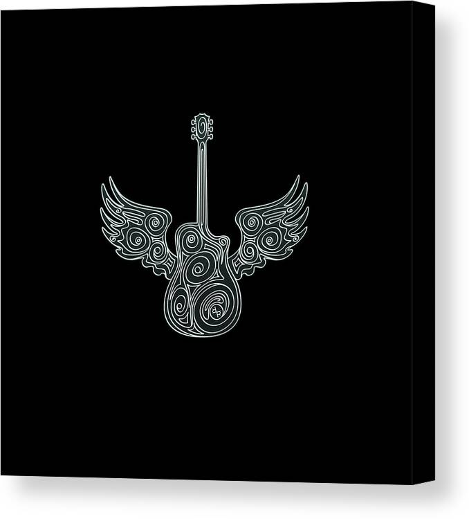 Guitar Canvas Print featuring the painting Guitar With Wings T-Shirt Tees Tee by Tony Rubino