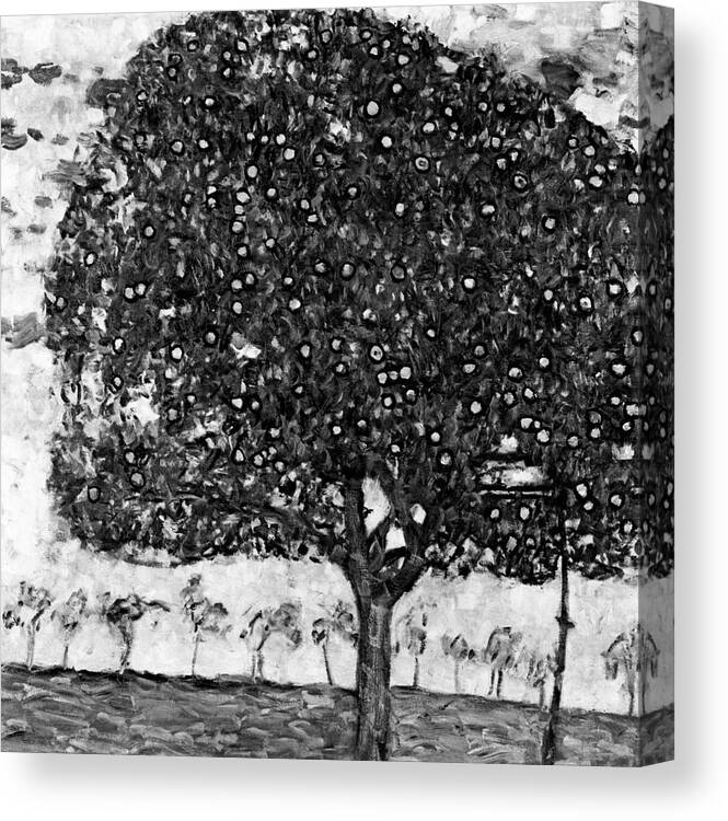 Gustav Klimt's Der Apfelbaum 1916 Canvas Print featuring the photograph Gustav Klimt's Der Apfelbaum 1916 BW by Bob Pardue