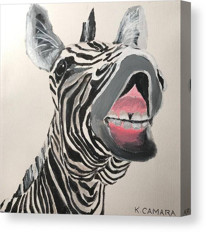Pets Canvas Print featuring the painting Ha Ha Zebra by Kathie Camara