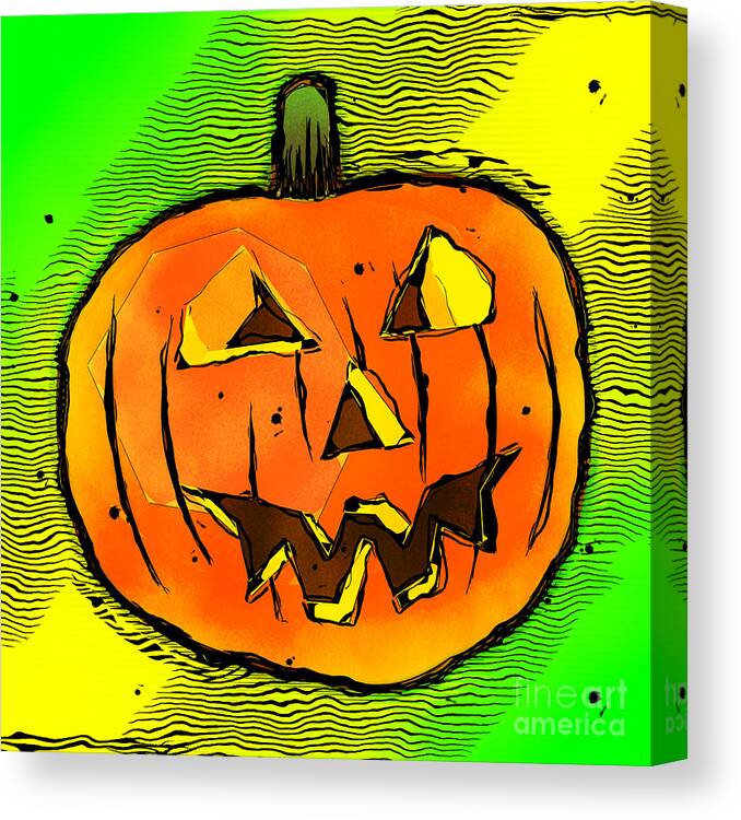 Halloween Canvas Print featuring the digital art Halloween Pumpkin by Phil Perkins