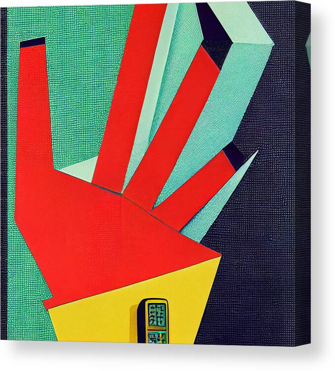 Hand With Calculator Cubism Décor Canvas Print featuring the painting Hand With Calculator Cubism Style F3b7c645645043 Da22 645645dc B25f B96455637043d645efa9645 by Celestial Images