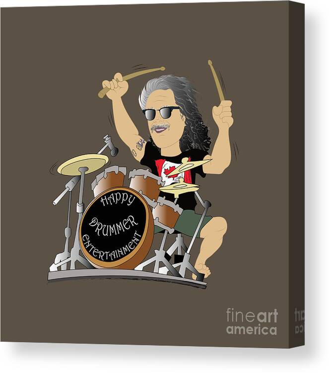 Drummer Canvas Print featuring the digital art Happy Drummer Entertainment by Vivian Martin