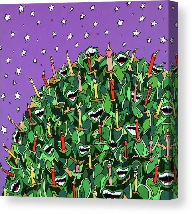 Earthday Earth Celebrate Clean Climate World Peace Save The Planet Canvas Print featuring the painting Happy Earthday by Mike Stanko