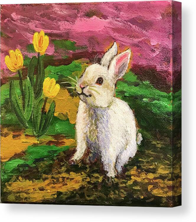 Original Painting Canvas Print featuring the painting Happy Hoppy Easter by Sherrell Rodgers
