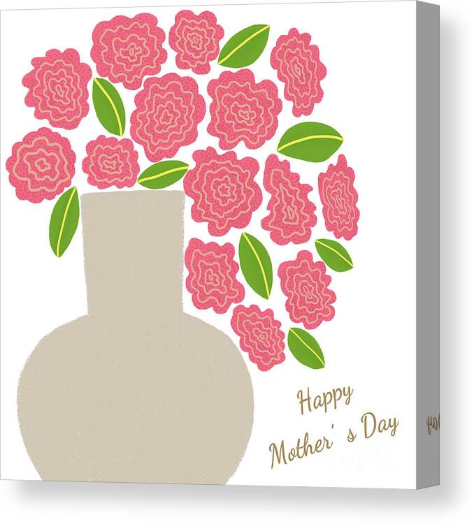 Carnations Canvas Print featuring the drawing Happy Mother's Day by Min Fen Zhu