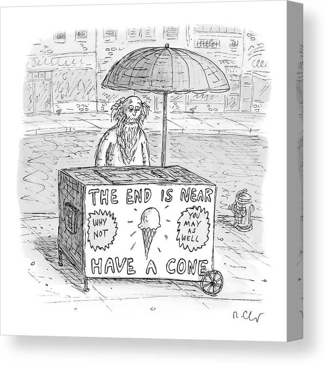 Ice Cream Canvas Print featuring the drawing Have A Cone by Roz Chast