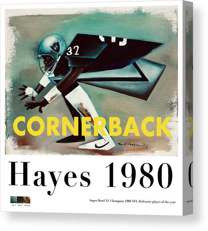 Lester Hayes Canvas Print featuring the mixed media Hayes 1980 by Martel Chapman
