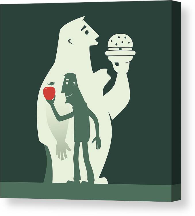 Unhealthy Eating Canvas Print featuring the drawing Healthy Eating by Id-work