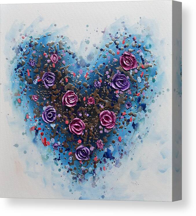 Heart Canvas Print featuring the painting Heart of Roses by Amanda Dagg