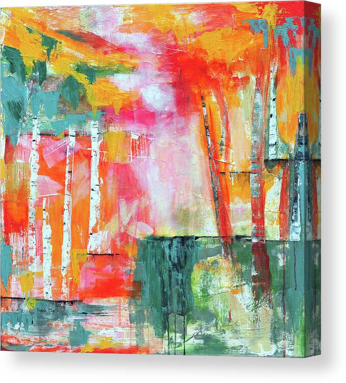 Abstract Landscape Canvas Print featuring the mixed media Healng Power Of Forest by Haleh Mahbod
