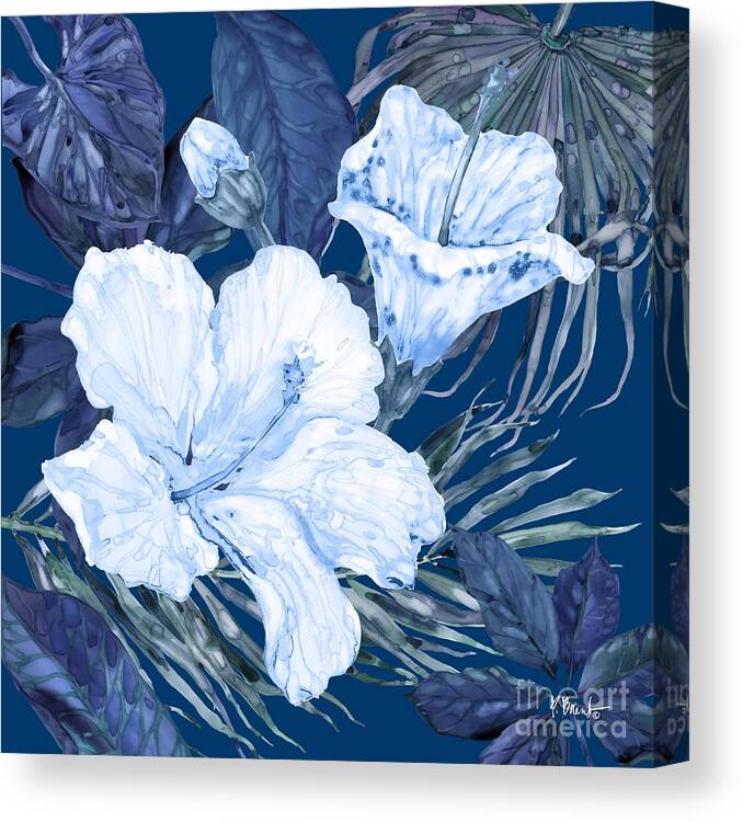 Watercolor Canvas Print featuring the painting Hibiscus Bunch IV by Paul Brent