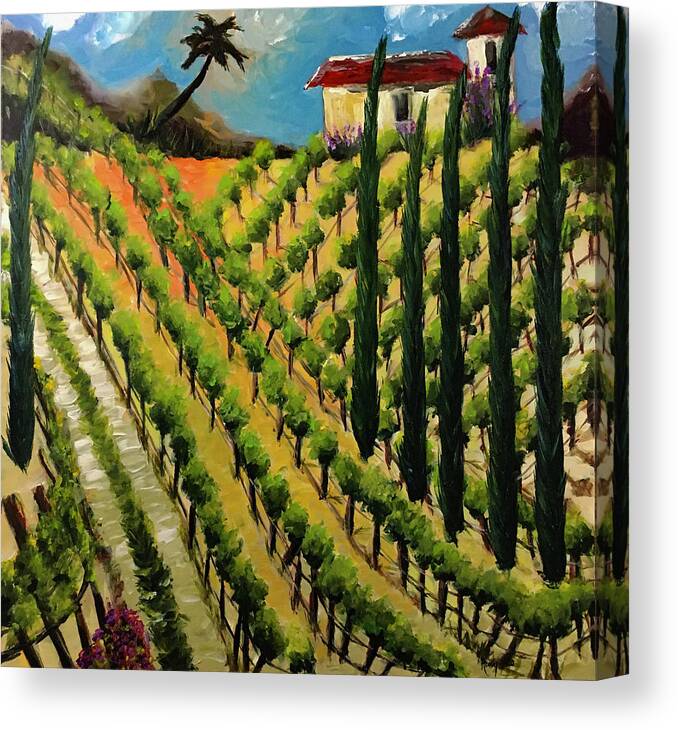 Temecula Canvas Print featuring the painting Hillside Vines Temecula by Roxy Rich