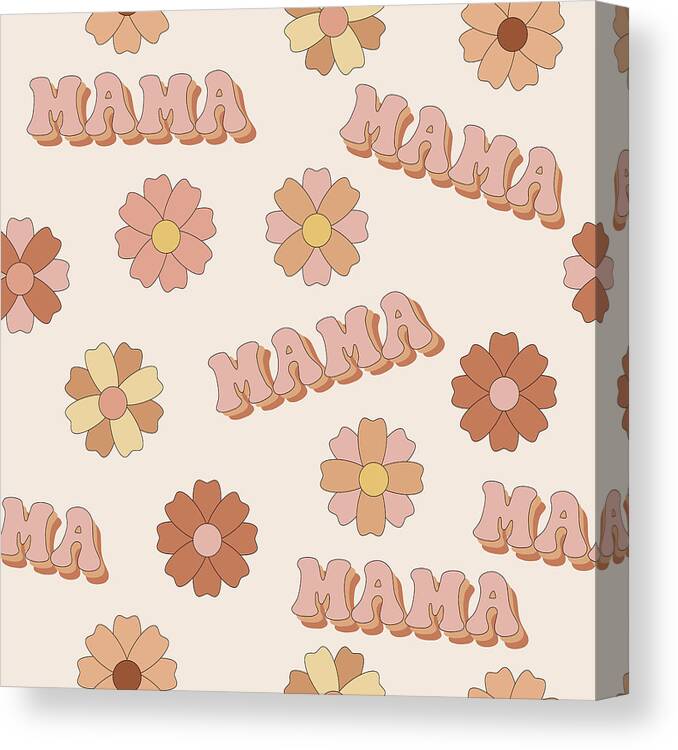 Hippie mama seamless pattern. Groovy background. Mother's Day pattern.  Canvas Print / Canvas Art by Julien - Fine Art America