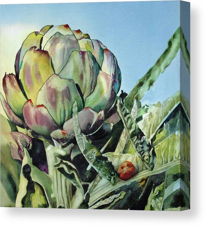 Artichoke Canvas Print featuring the painting Holy Chokes by Diane Fujimoto