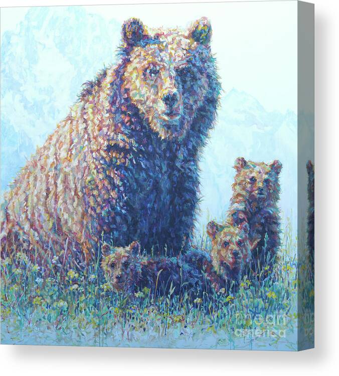 Bear Canvas Print featuring the painting Home School V by Patricia A Griffin
