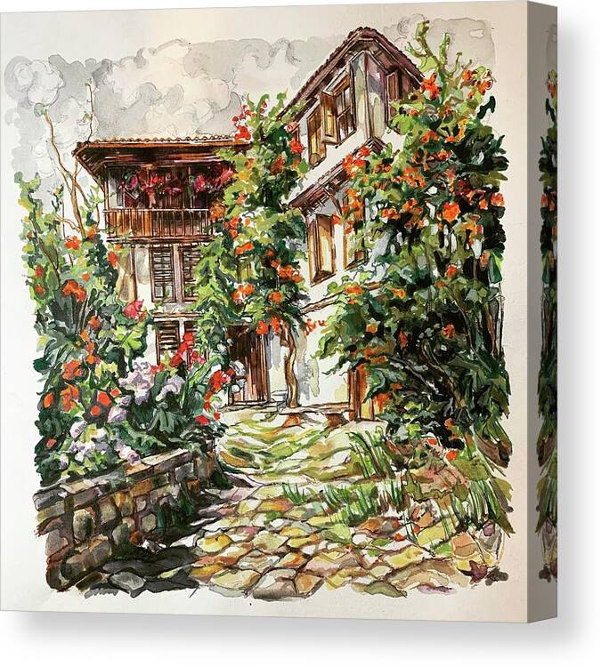 Outside Canvas Print featuring the painting Homestead by Try Cheatham