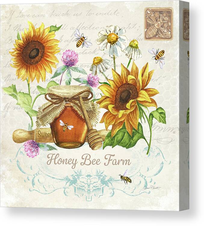 Bee Canvas Print featuring the painting Honey Bee Farm A by Jean Plout