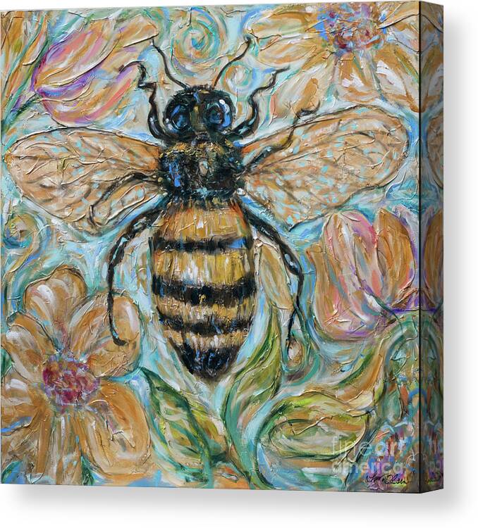 Honey Canvas Print featuring the painting Honeybee and Nature by Linda Olsen