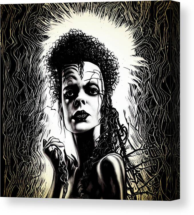 Bride Of Frankenstein Canvas Print featuring the mixed media Honeymoon Night by Bob Orsillo