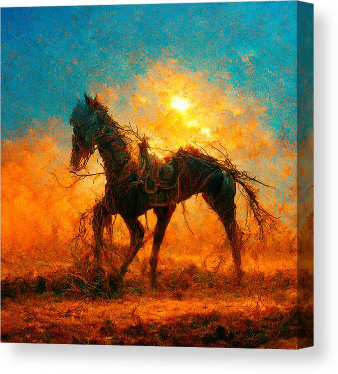 Horse Canvas Print featuring the digital art Horses #1 by Craig Boehman