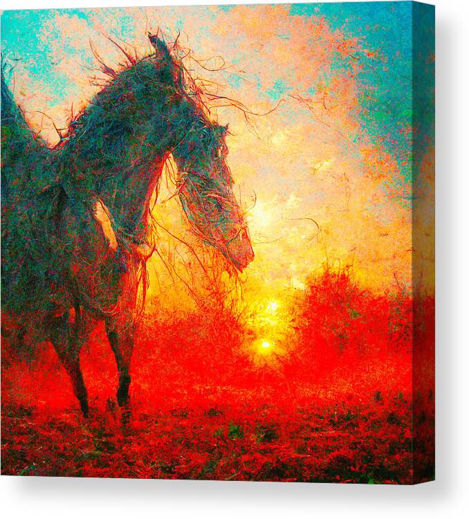 Horse Canvas Print featuring the digital art Horses #4 by Craig Boehman