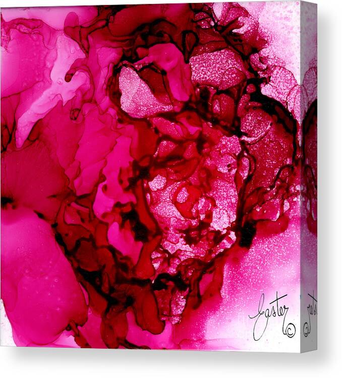 Hot Pink Peony Canvas Print featuring the painting Hot Pink Peony by Daniela Easter