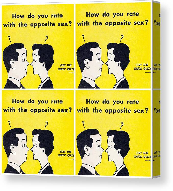 Vintage Canvas Print featuring the drawing How Do You Rate With the Opposite Sex? by Sally Edelstein