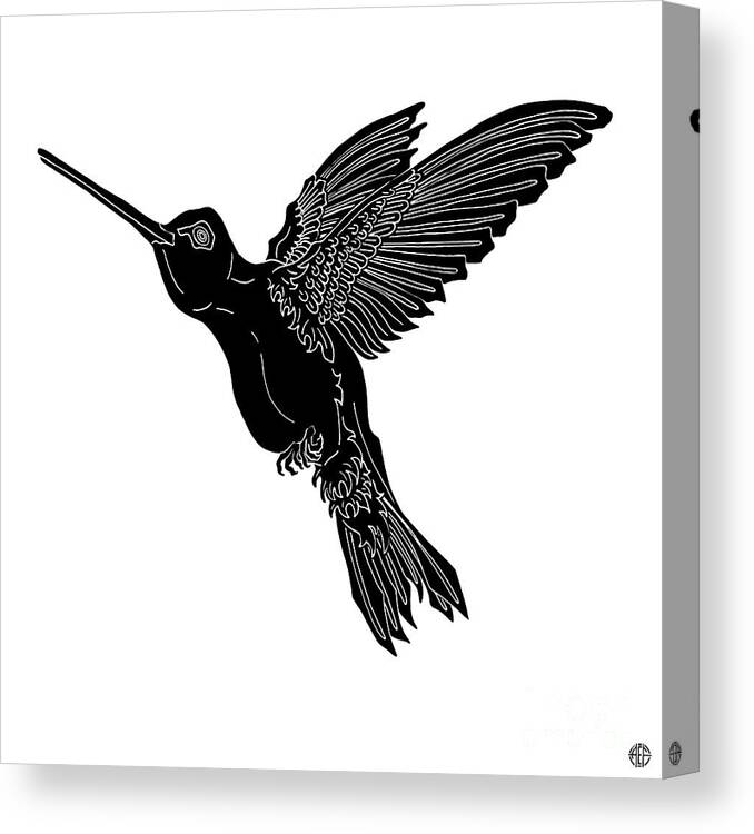 Hummingbird Canvas Print featuring the drawing Hummingbird Ink 4 by Amy E Fraser
