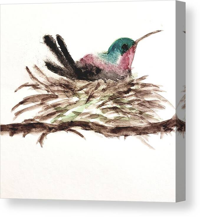  Canvas Print featuring the painting Hummingbird Divine Feminine by Margaret Welsh Willowsilk