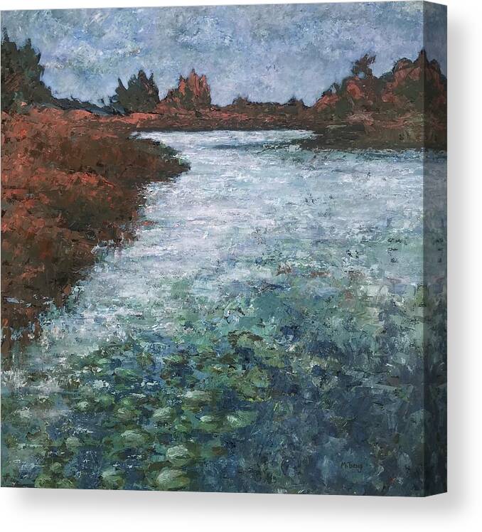 Lake Canvas Print featuring the painting Island Lake Conservation by Milly Tseng