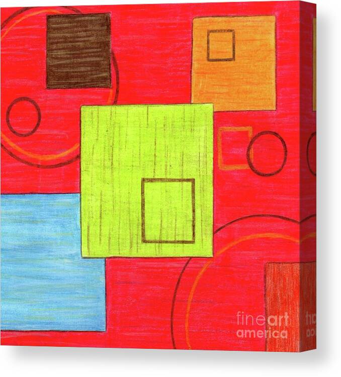 Abstract Canvas Print featuring the mixed media It's Hip to Be Square by Donna Mibus