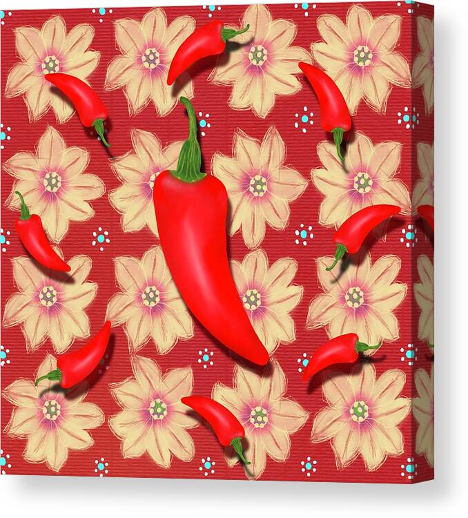 Chilies Canvas Print featuring the digital art Jalapenos by Steve Hayhurst