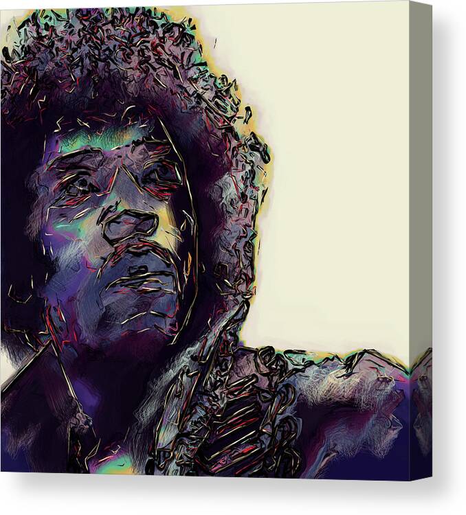 Jimi Hendrix Canvas Print featuring the digital art Jimi Hendrix by David Lane