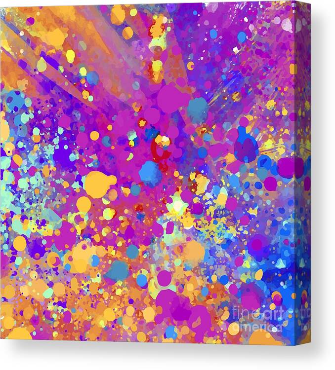 Colorful Canvas Print featuring the digital art Kartika - Artistic Colorful Abstract Carnival Splatter Watercolor Digital Art by Sambel Pedes