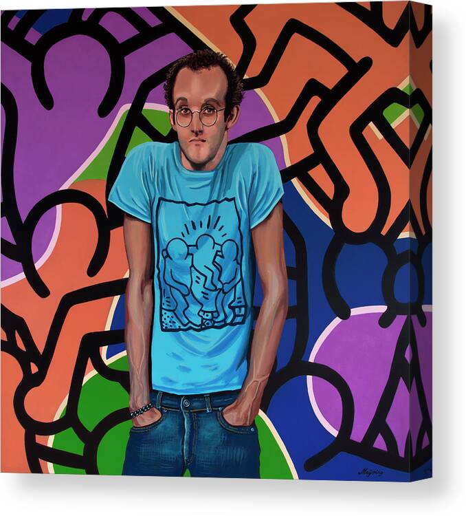 Keith Haring Canvas Print featuring the painting Keith Haring Painting by Paul Meijering