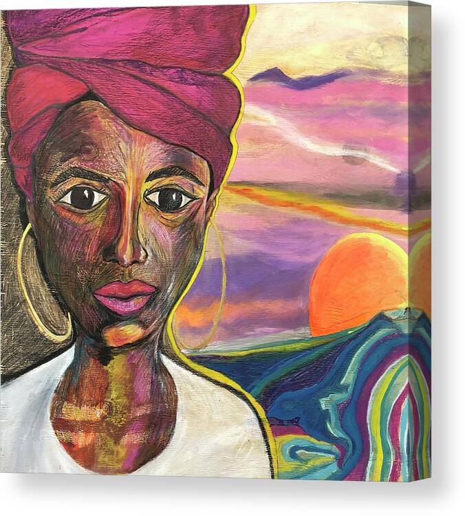 Sun Canvas Print featuring the painting La mujer del Sol by Che' La'Mora