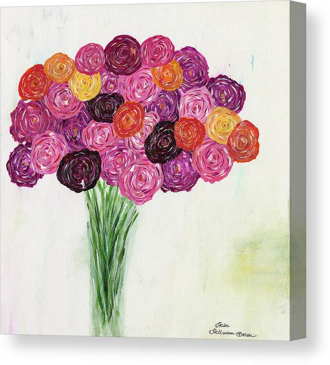 Florals Canvas Print featuring the painting La Vie en Rose by Heike Hellmann-Brown