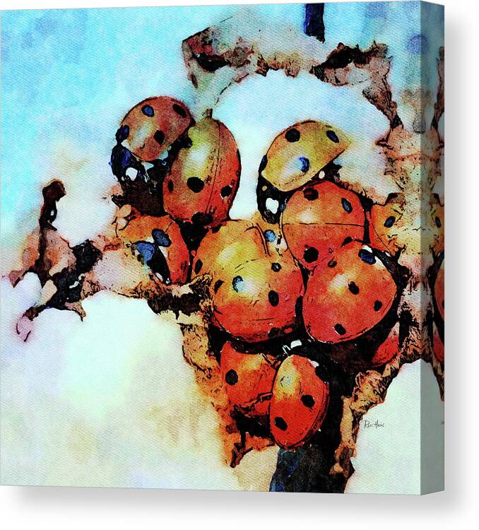 Ladybug Canvas Print featuring the painting Ladybug Luncheon by Russ Harris