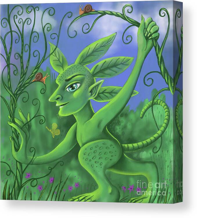 Fantasy Canvas Print featuring the digital art Leaf Man by Valerie White