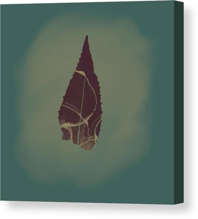 Leaf Canvas Print featuring the mixed media Leaf Portrait 1 Red Gold Green by Itsonlythemoon -